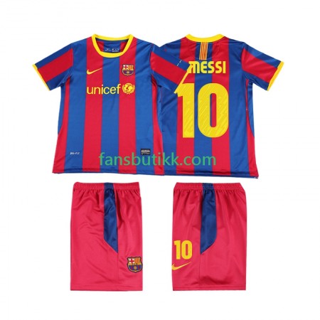 Fotballdrakt FC Barcelona Lionel Messi 10 2010 2011 Barn Retro Hjemmetrøye Kortermet